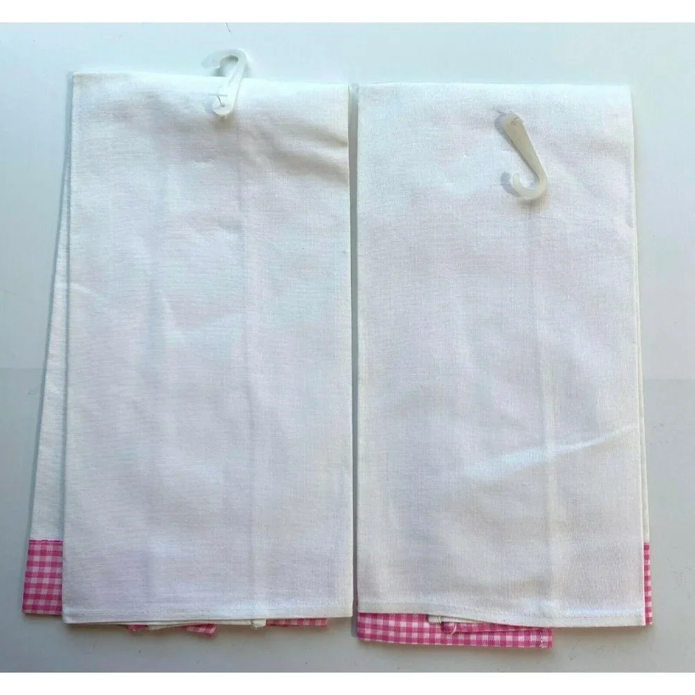 Floral Bouquet Napkins Set Pink Gingham Applique Kitchen Decor Flowers 14 x 22